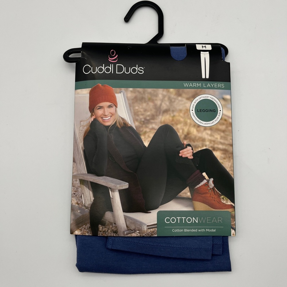 Cuddl Duds Legging Womens M Blu Haze CottonWear Warm Layers CD8727813‎ Stretch